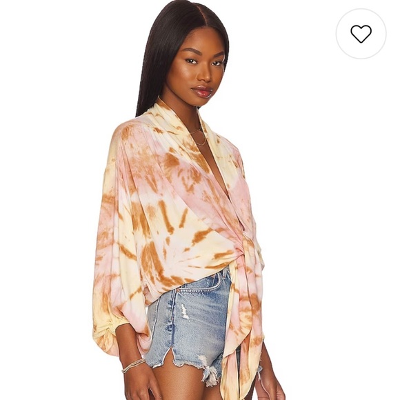 YFB Young Fabulous Broke Carmen Tie Dye tie open front top blouse - Picture 14 of 16